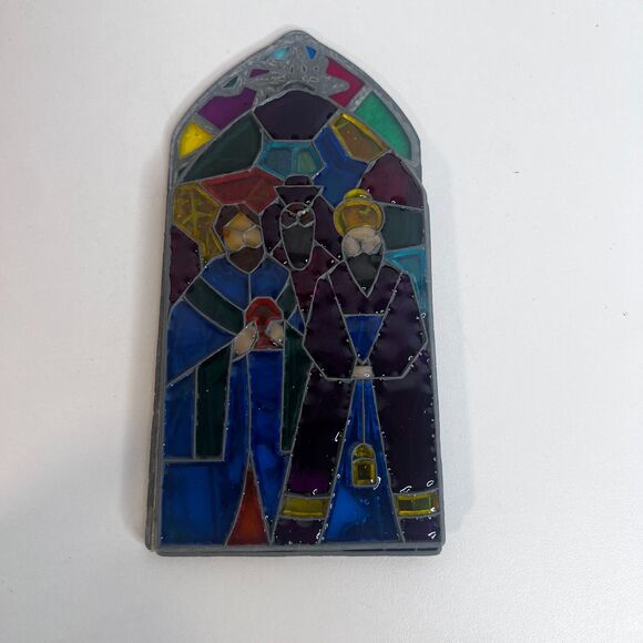 Christmas Nativity Scene Stained Glass Look Metal Panels COMPLETE Holiday Decor - Picture 7 of 10